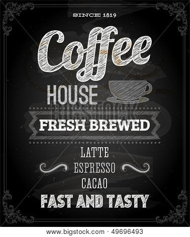 Chalkboard Poster Lettering Coffee, typographic design