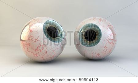 The Concept Of An Eye On A White Background. 3D Illustration