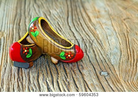 Traditional Turkish Clog With Atractive Style And Colorful On A Wooden Table