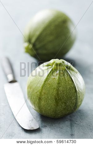 round courgettes, fresh from the garden