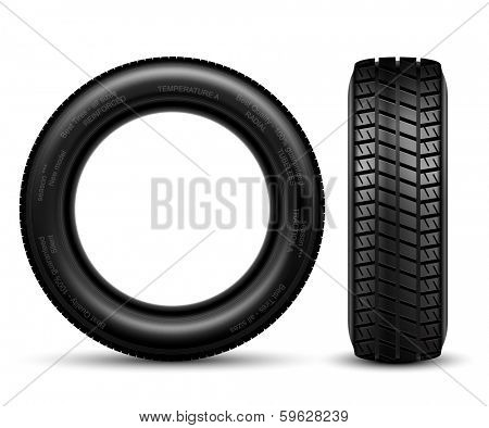 Illustration of car tire isolated on white background. Vector.