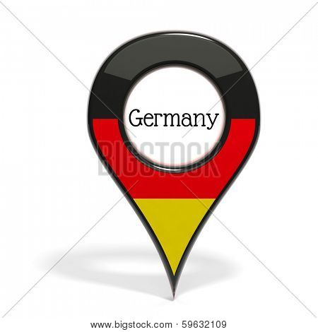 3D pinpoint with flag of Germany isolated on white