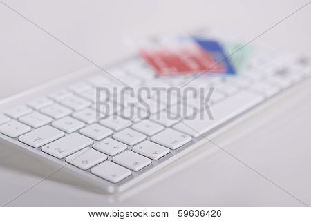 Internet Shopping Concept. Credit Cards On Computer Keyboard