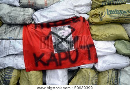 KIEV, UKRAINE - FEB 10, 2014: Downtown of Kiev. Riot in Kiev and Western  Ukraine.February 10, 2014 Kiev, Ukraine 