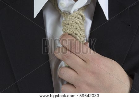 Businessman With Noose Around The Neck