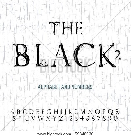 Black oil painted alphabet