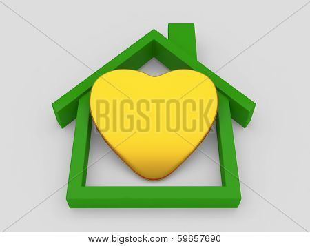 House symbol and heart on white