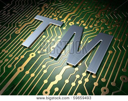 Law concept: Trademark on circuit board background