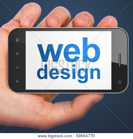 SEO web development concept: Web Design on smartphone
