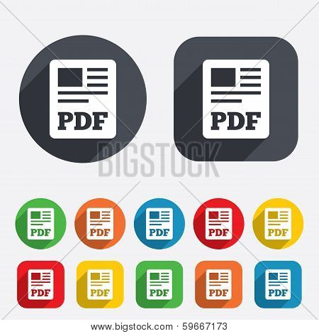 PDF file document icon. Download pdf button.