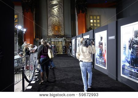 LOS ANGELES - FEB 10: Atmosphere, Poster, at the premiere of Columbia Pictures' 'Robocop' at TCL Chinese Theatre on February 10, 2014 in Los Angeles, California