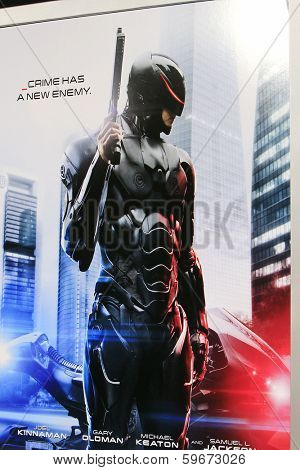 LOS ANGELES - FEB 10: Atmosphere, Poster, at the premiere of Columbia Pictures' 'Robocop' at TCL Chinese Theatre on February 10, 2014 in Los Angeles, California