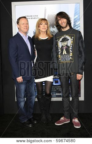 LOS ANGELES - FEB 10: Steve Fenton, Leeza Gibbons, her son, Troy Meadows at the premiere of Columbia Pictures' 'Robocop' at TCL Chinese Theatre on February 10, 2014 in Los Angeles, California