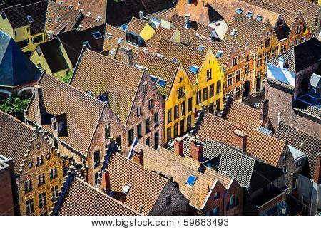 Detail Of Old Rooftops And Colorufl Houses In Historical Town