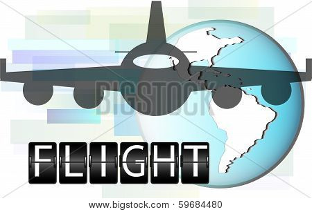 Illustration Of Airplane With World Globe. Elements Of This Image Are Furnished By Nasa