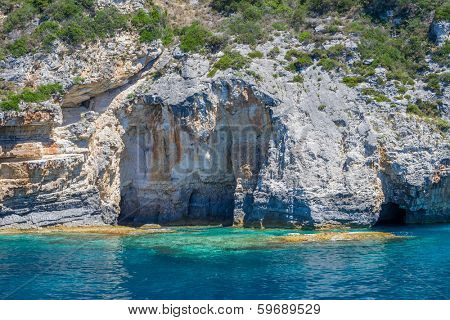 Blue caves of Paxos island Greece