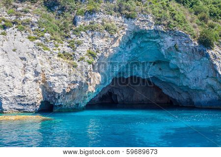 Blue caves of Paxos island Greece