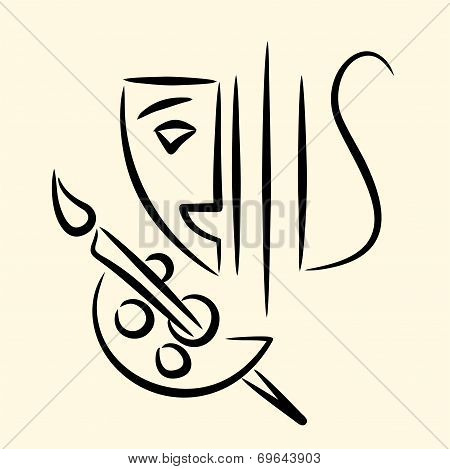 Theatre, music, painting emblem