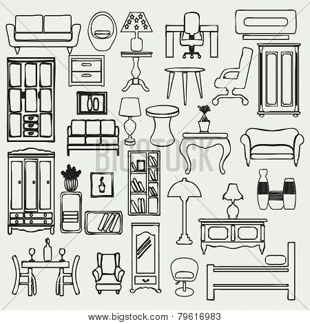 Furniture Icons Set - Illustration