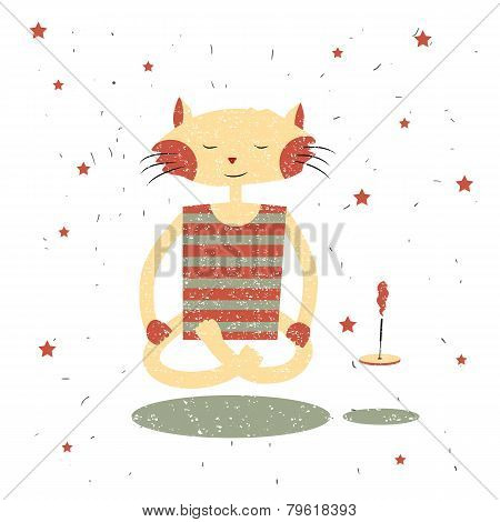Children Print. Funny Cat Yogi.