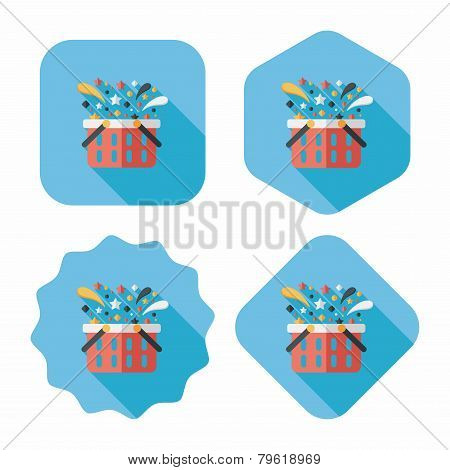 Shopping Basket Flat Icon With Long Shadow,eps10