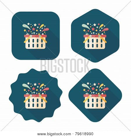 Shopping Basket Flat Icon With Long Shadow,eps10
