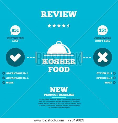 Kosher food product sign icon. Natural food.