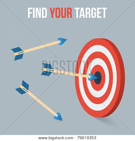 Vector target concept in flat axonometric style
