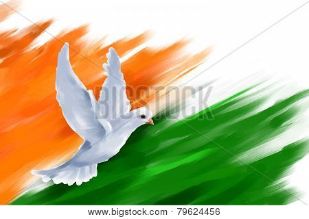 Dove flying on Indian Flag for Indian Republic Day