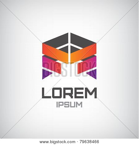 vector 3d abstract colorful geometric construction logo
