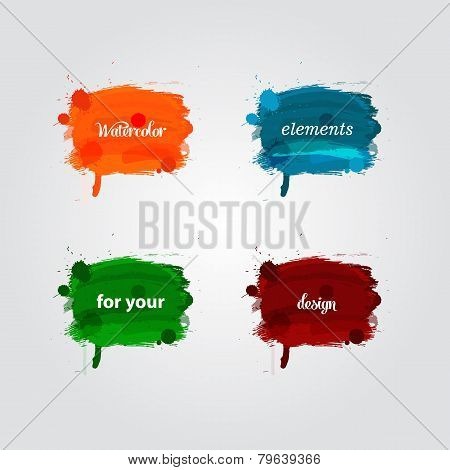 Watercolor splash bright elements