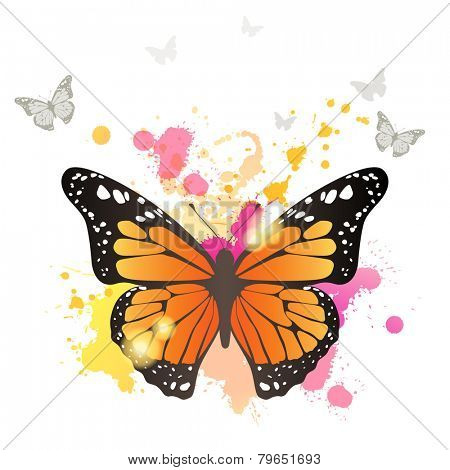 Monarch butterfly over bright background