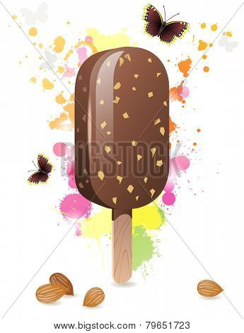 Bright summer time background with choc-ice