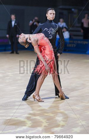 Belarussian dance couple of Kolesnev Sergey and Buldyk Arina performs Adult Latin-American program