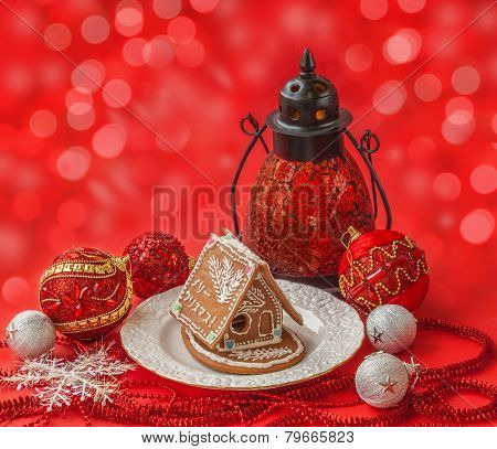 Ginger Gingerbread House With A Wish Of Happiness In Japanese