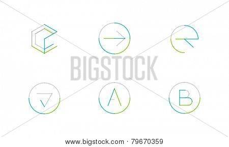 Logo set thin line clean style - business icons, branding emblems