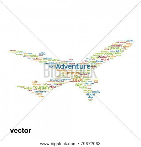 Vector concept or conceptual abstract travel or tourism word clo