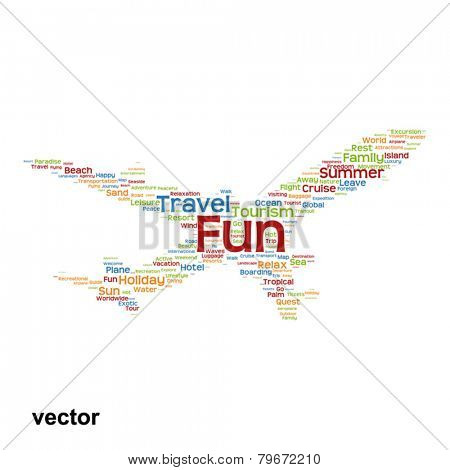 Vector concept or conceptual abstract travel or tourism word clo