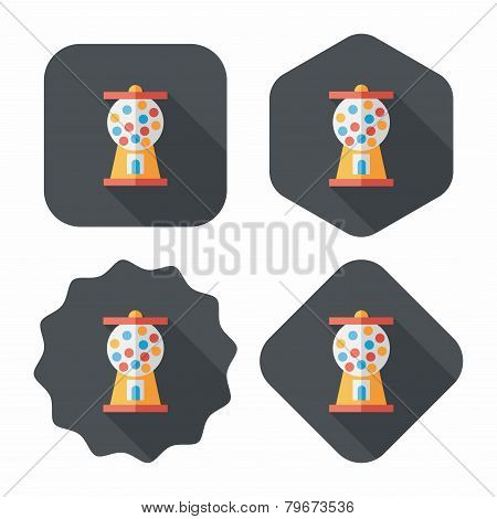Gum Ball Machine Flat Icon With Long Shadow,eps10