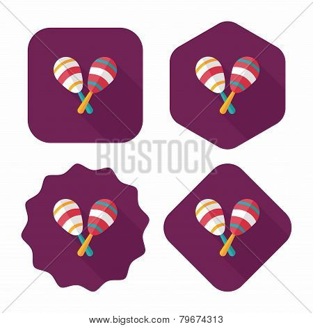 Wooden Rattle Flat Icon With Long Shadow,eps10