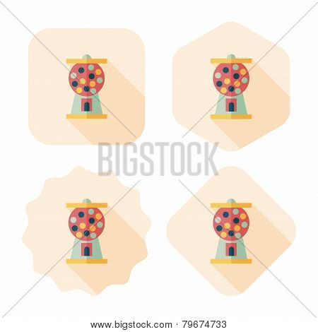 Gum Ball Machine Flat Icon With Long Shadow,eps10