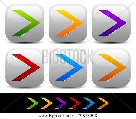 Colorful Sharp Arrowheads Pointing Right