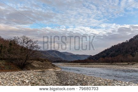 Landscape In The Bed Of A Mountain River
