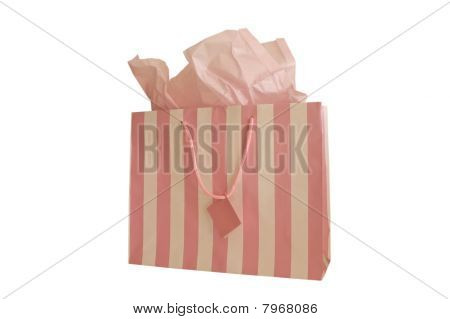 Regalo Borsa rosa e bianco a strisce con tessuto