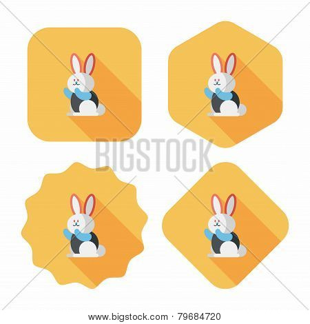 Rabbit Flat Icon With Long Shadow,eps 10