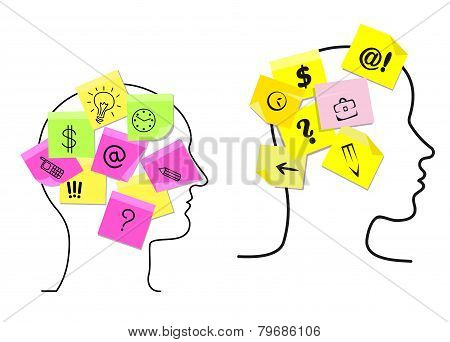 Multitasking man and woman
