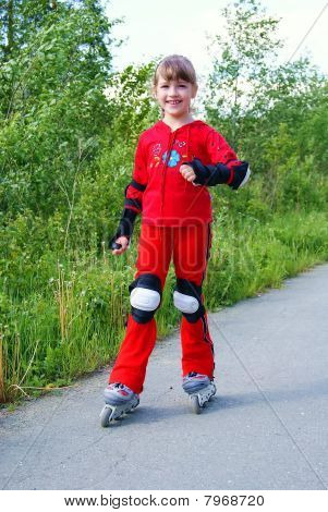 The child on the roller-skates