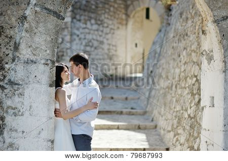 Romantic Couple In Sperlonga Near Rome, Italy