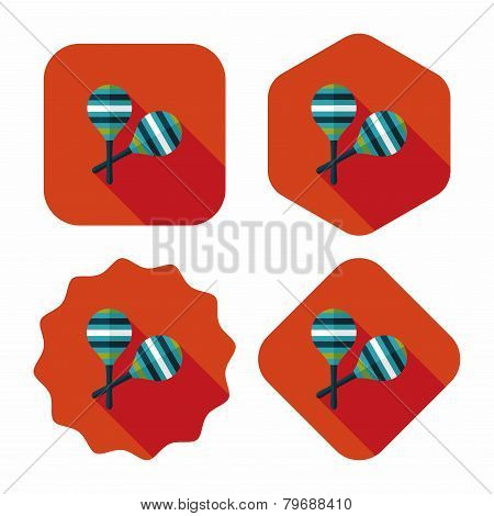 Wooden Rattle Flat Icon With Long Shadow,eps10