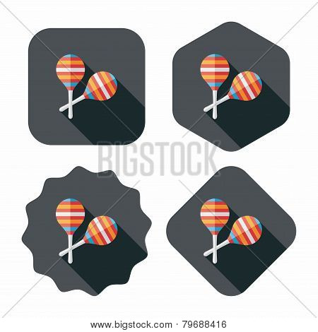 Wooden Rattle Flat Icon With Long Shadow,eps10